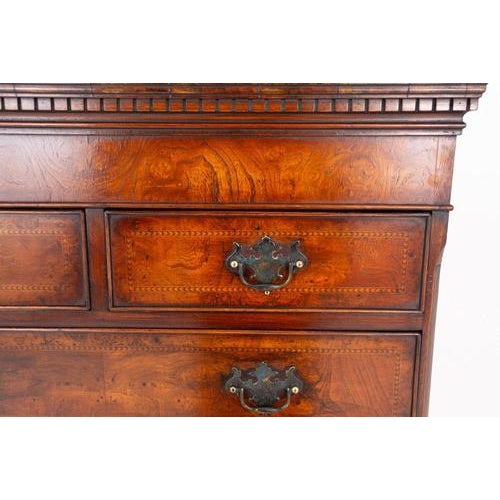 Wood Georgian Revival Chest on Chest of Drawers in Elm, 1920s For Sale - Image 7 of 9
