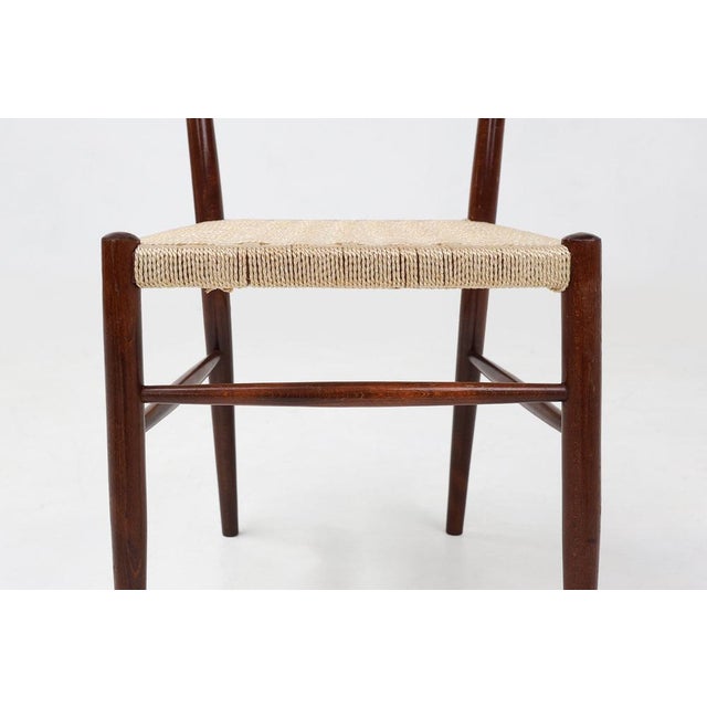 1960s Vintage Belgian Teak Dining Chairs with Braided Rope Seat, 1960s, Set of 2 For Sale - Image 5 of 15