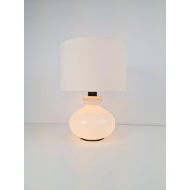 Vintage glass Table lamp by Dijkstra 1960 The base and top light can be switched on and off independently. White glass...