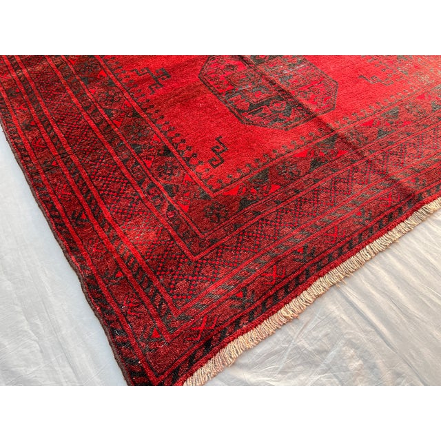 Vintage Afghan Ersari Elephant Foot Rug, Oxblood Abrash - 8'0" X 3'11" For Sale - Image 9 of 13