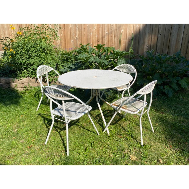 1950’s MidCentury Modern White Metal Outdoor Dining Set Chairish