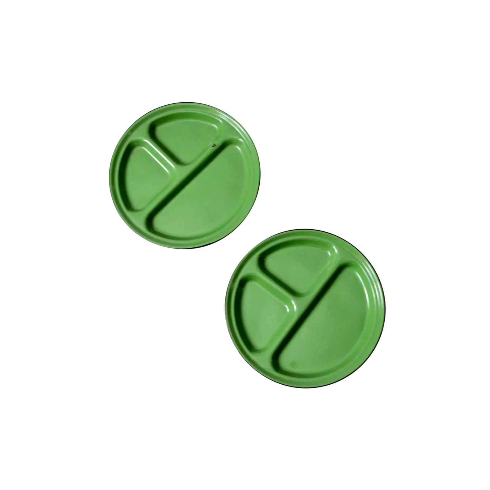 Mid-Century Enamelware Plates - Set of 2 | Chairish