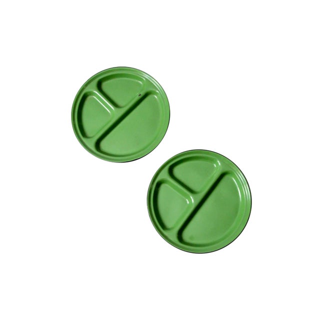 Mid-Century Enamelware Plates - Set of 2 For Sale