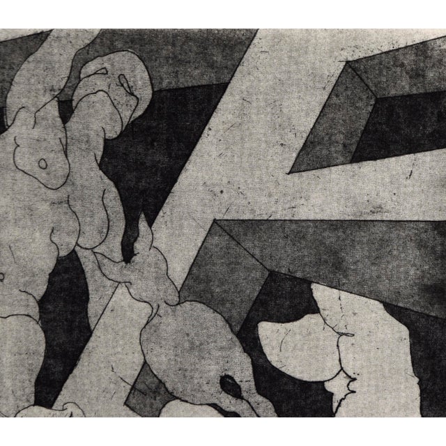 1980s "My Bedroom Windows in the Middle of the Night" Etching in Ink on Paper, #13/25 by Ernesto Lombardi For Sale - Image 5 of 7