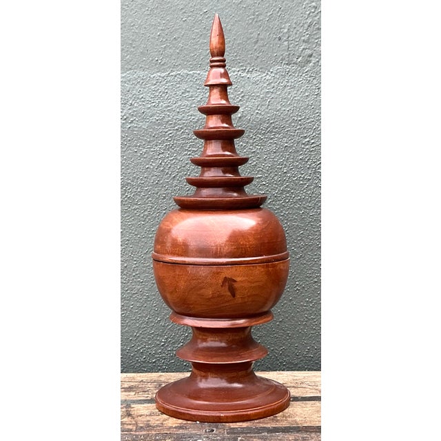 Vintage Turned Wood Spire Box For Sale - Image 9 of 12
