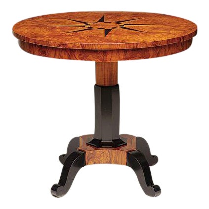 Biedermeier Neoclassic Omicron Lamp Table W/Marquetry For Sale