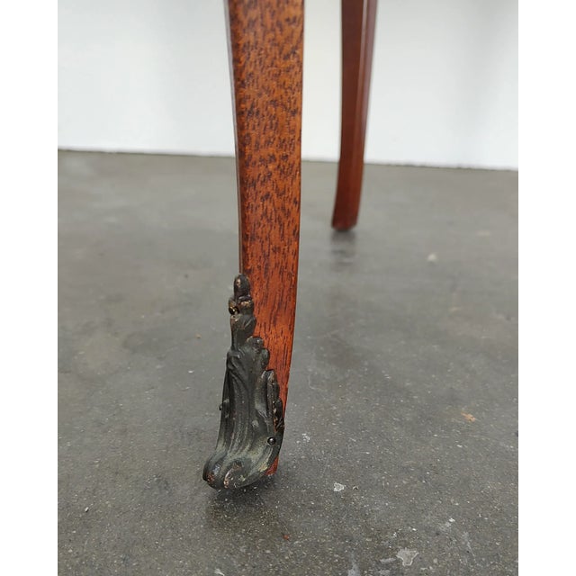 Louis XVI Style French Marquetry Oval Mahogany Tea Service Table For Sale - Image 4 of 11