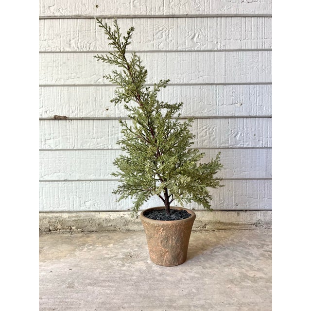 Pottery Barn Faux Cedar Cypress Evergreen Potted Plant Tree, 21” Good condition. Everything is intact, with no missing...