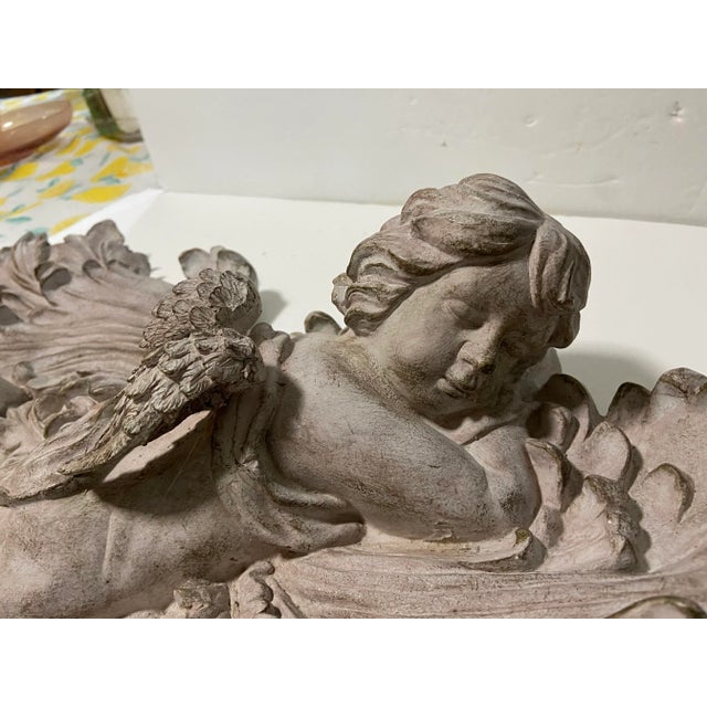 French Vintage Architectural Pediment Putti Cherub Wall Sculpture For Sale - Image 3 of 13