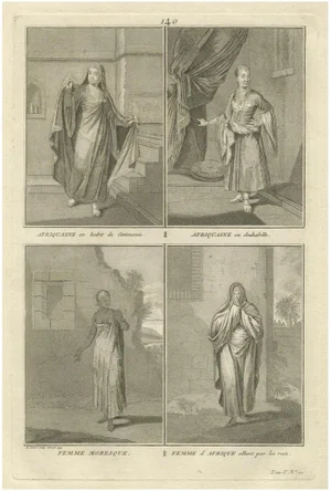 African and Moorish Women in Traditional Dress, 1734, Paper