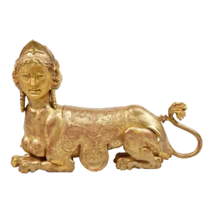 Early 19th Century English Regency Greek Revival Gilt Carving of a Sphinx