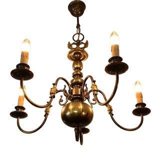 Five-Armed Flemish Chandelier in Brass For Sale