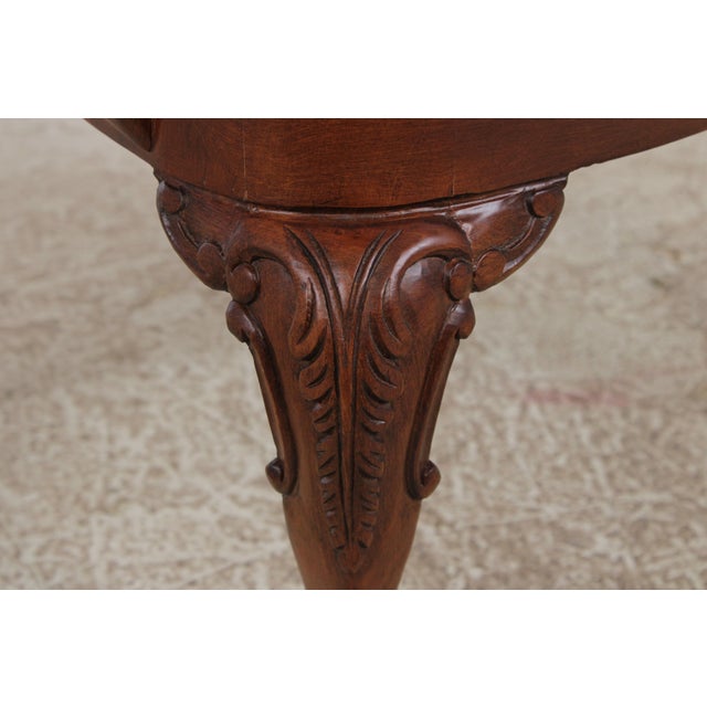 Brown Pair of Henredon Mahogany Tapestry Upholstered Open Armchairs For Sale - Image 8 of 17