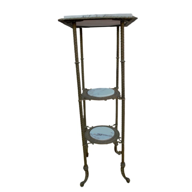 Antique Victorian Style Three Tier Marble Occasional Side Table For Sale - Image 4 of 8