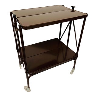 1950s Mid Century Modern Folding Metal Bar Cart For Sale