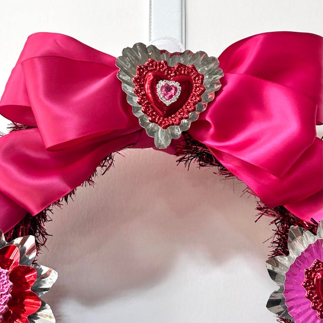 Valentines Wreath With Dresdens Artisan Made by Black Market Creative For Sale - Image 10 of 12