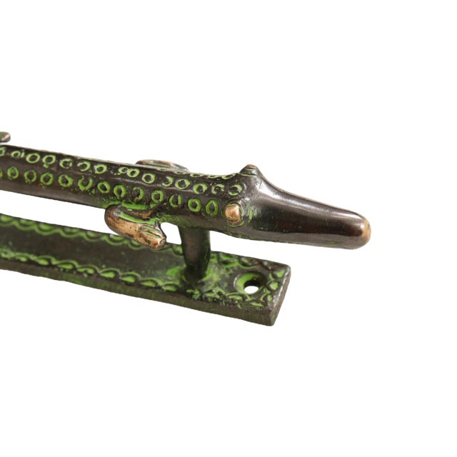 Green Brass Alligator Door Handles - a Pair For Sale - Image 4 of 6