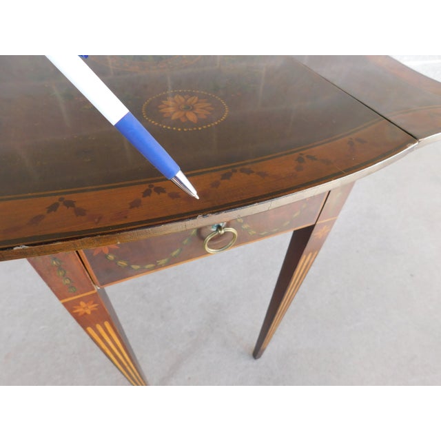 Antique Mahogany Hepplewhite Style Paint Decorated Pembroke Table For Sale - Image 12 of 13