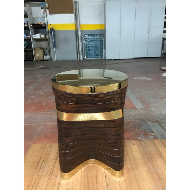 Wood "Matita" Coffee Table With Bronze and Wood, Handcrafted, Bizimyer Furniture, Istanbul For Sale - Image 7 of 17
