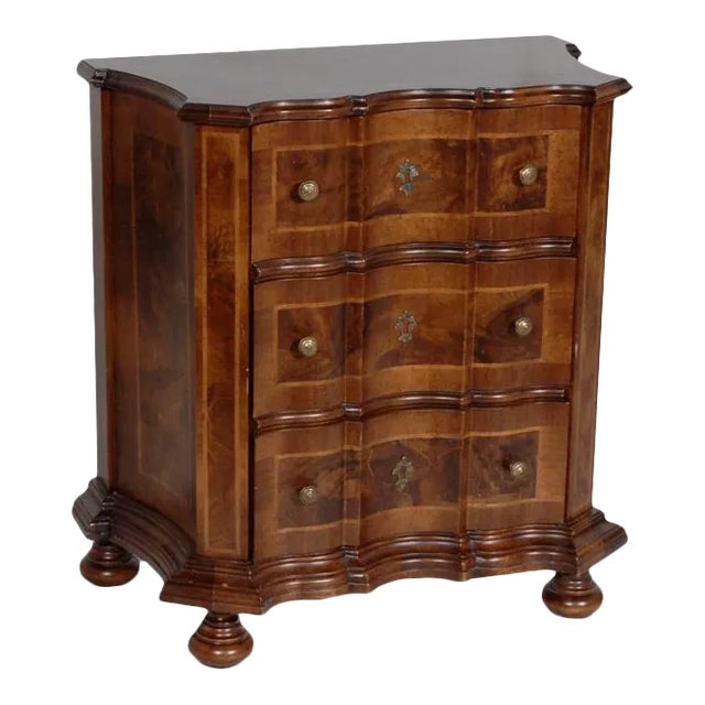 1960s Traditional Wooden 3 Drawer Nightstand For Sale
