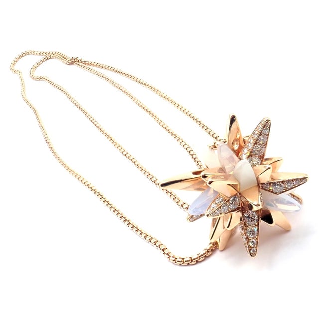 Cartier Rose Gold Limited Edition Diamond Mop Meterore Fractal Pendant Necklace For Sale - Image 13 of 13