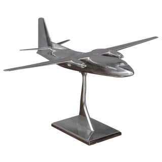 Polished Metal Passenger Plane Model, 1950s For Sale