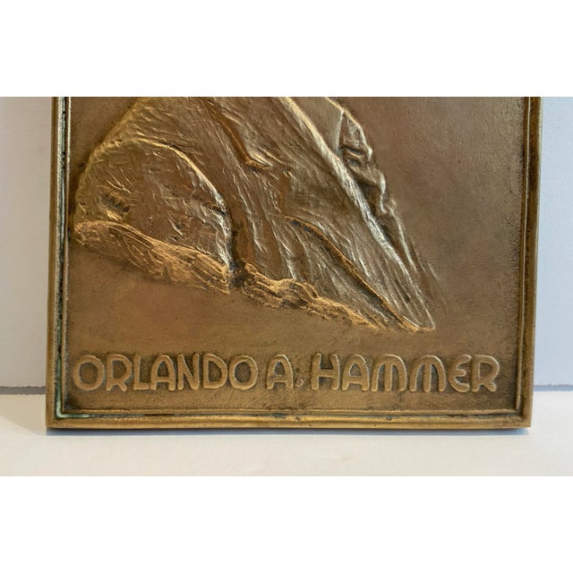 Portraiture 1927 Orlando Hammer Bronze Plaque Portrait by Konrad Mannert For Sale - Image 3 of 7