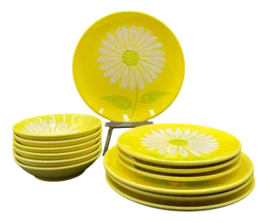 Vintage Ceramic Tableware Set by Ernestine Salerno, Italy, 1950s, Set of 13