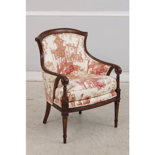 Age: C.2008 Details: Mahogany High Quality Construction Stunning Pair Of Decorator Chairs Clean Chinoiserie Upholstery...
