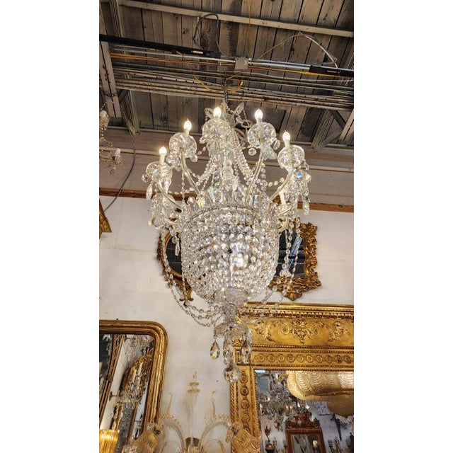 Mid-Century Modern 19th Century Swarvoski Crystal Chandelier For Sale - Image 3 of 10