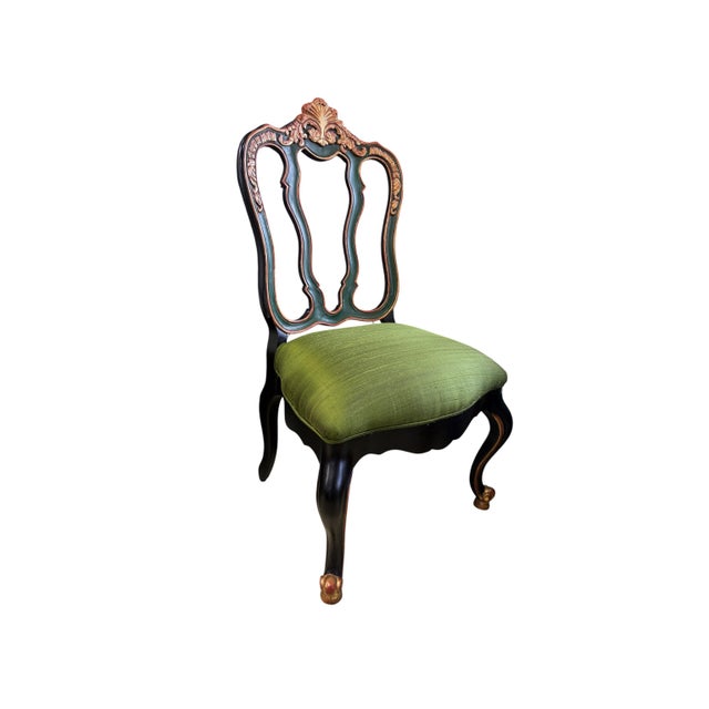 Vintage Elegant Venetian Side Chair With Thai Silk Circa 1960 For Sale - Image 11 of 12
