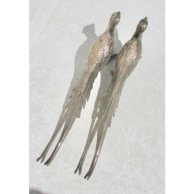 Mid-Century Modern Matching Pair of Silvered Bronze Pheasants - A Pair of 2 For Sale - Image 3 of 6