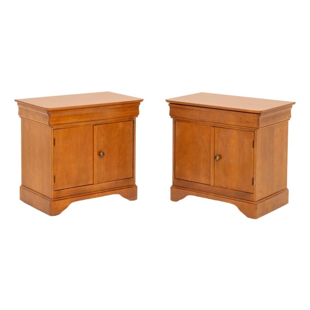 Pair of Louis Philippe Style Maple Wood Bedside Cabinets For Sale