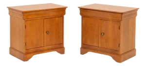 Pair of Louis Philippe Style Maple Wood Bedside Cabinets