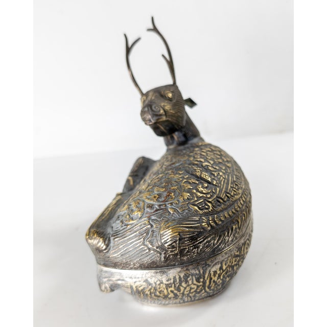 Gray Late 20th Century South East Asian Cambodian Silverplate Deer Form Betel Box For Sale - Image 8 of 12