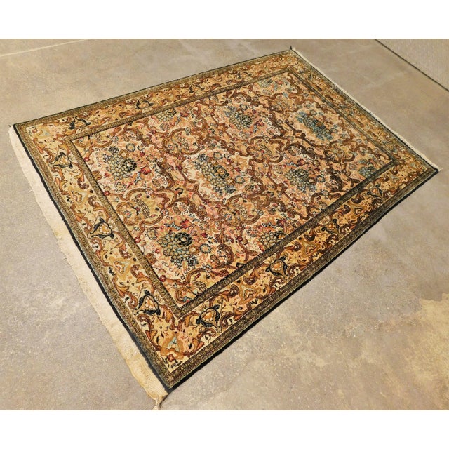 Vintage Hand Knotted Persian Silk Area Rug For Sale - Image 4 of 13