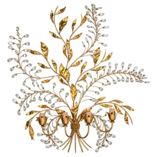 Gilded Brass Bracket Lamp in the style of Hans Kohl, Late 20th Century For Sale