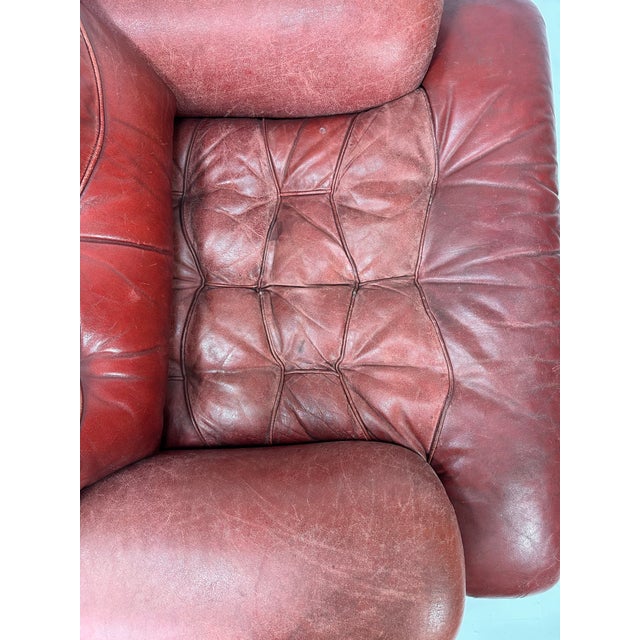 Red 1960s Arne Norell Leather “Mexico” Lounge Chair For Sale - Image 8 of 11