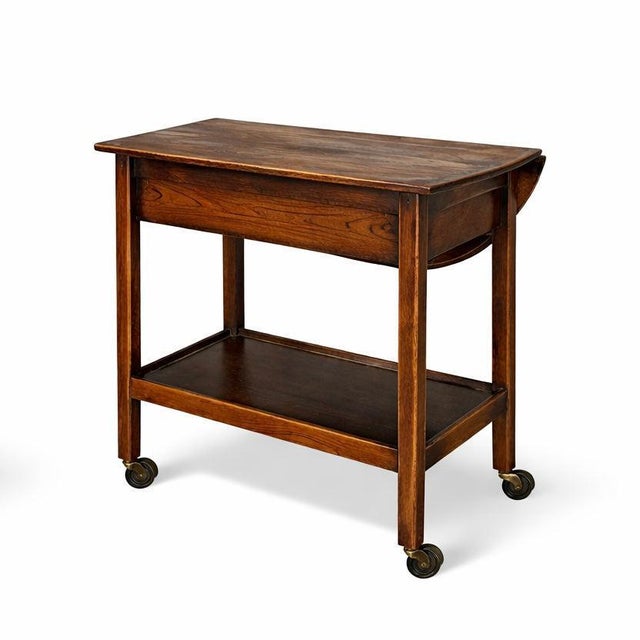 Antique Oak Folding Drinks Trolley on Castors For Sale - Image 6 of 7