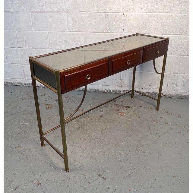 Mid-Century Modern Mid-Century Modern Mirrored Top Console Table For Sale - Image 3 of 6