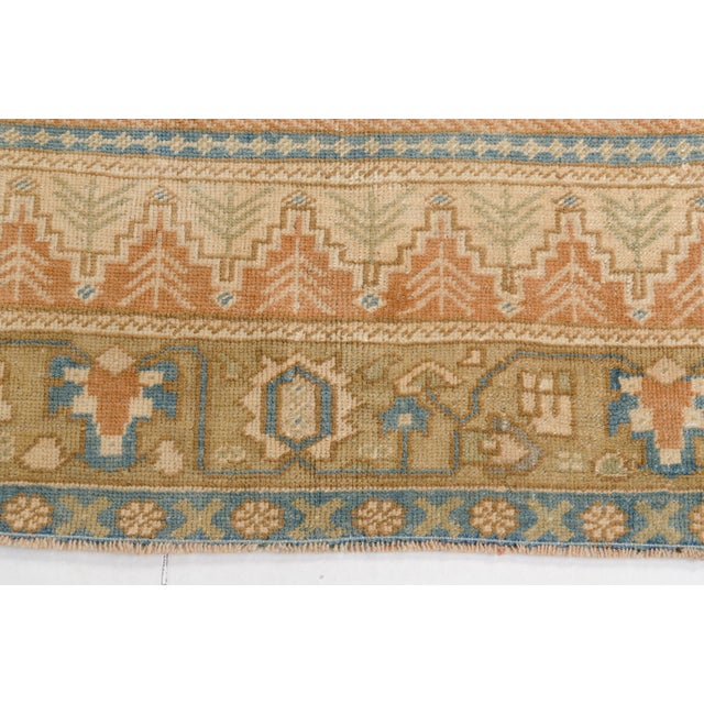 Vintage Distressed Turkish Oushak Rug in Pastel Blue and Cream For Sale - Image 6 of 10