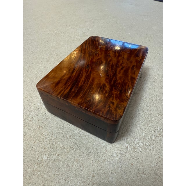 1970s Italian Burlwood Box With Red Felt Interior, 1970s For Sale - Image 5 of 6