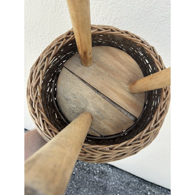 Tony Paul Attributed Wicker Stool, 1950s For Sale In Miami - Image 6 of 6