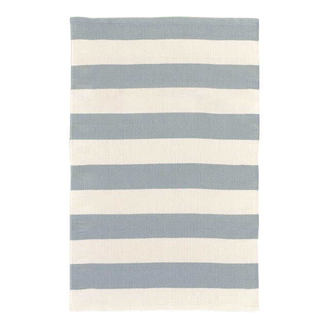 Dash & Albert by Annie Selke Catamaran Stripe Light Blue/Ivory Indoor/Outdoor Rug, 3' x 5' For Sale