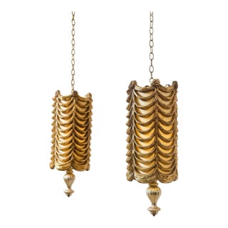 Vintage Italian Gold Draped Swag Lamps - a Pair For Sale
