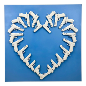 Charles Gitnick Heart of Guns Blue Conceptual Mixed Media 2024