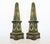 Pair of large marble obelisks. Made from solid Verde Antico marble with bronze neoclassical style decorative mounts on all...