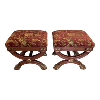 Lion Paw Ottoman a Pair For Sale