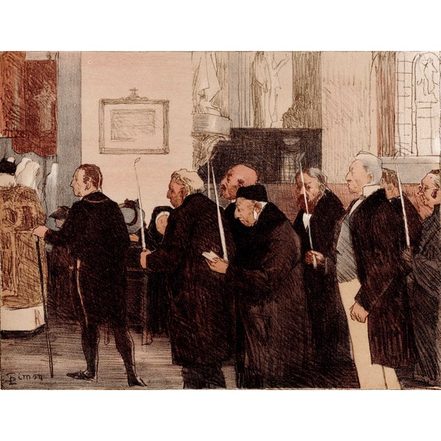 Lucien simon (1861-1945) les marguillers (the churcwardens) original lithograph from the glorious portfolio "l'estampe...