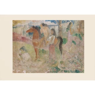1959 After Paul Gauguin "Tahitian Scene", Vintage Hungarian Full-Color Print For Sale